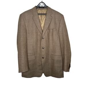 1990s Lord & Taylor Pure Wool Brown Houndstooth Blazer Men’s 42L